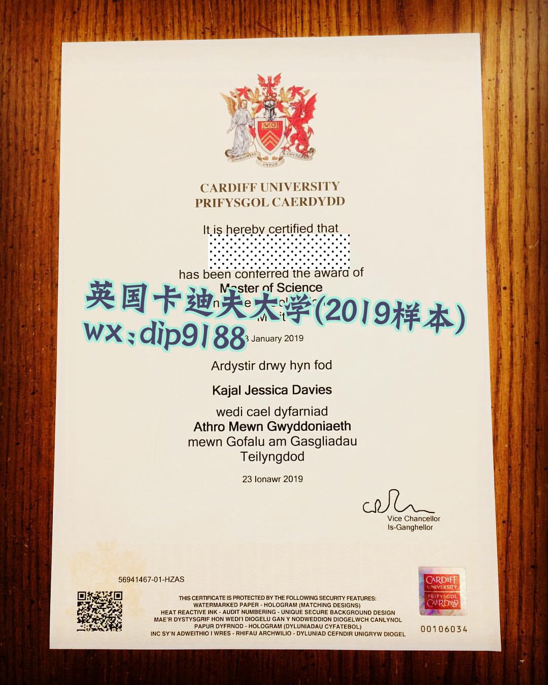 英国卡迪夫大学学历2019毕业证样本图片
