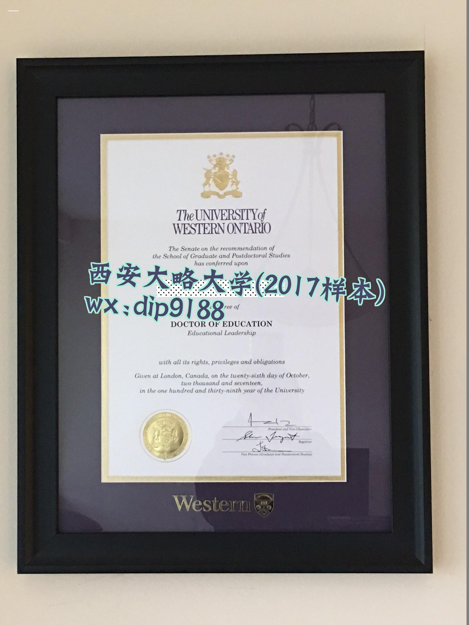 西安大略大学学历2017毕业证样本图