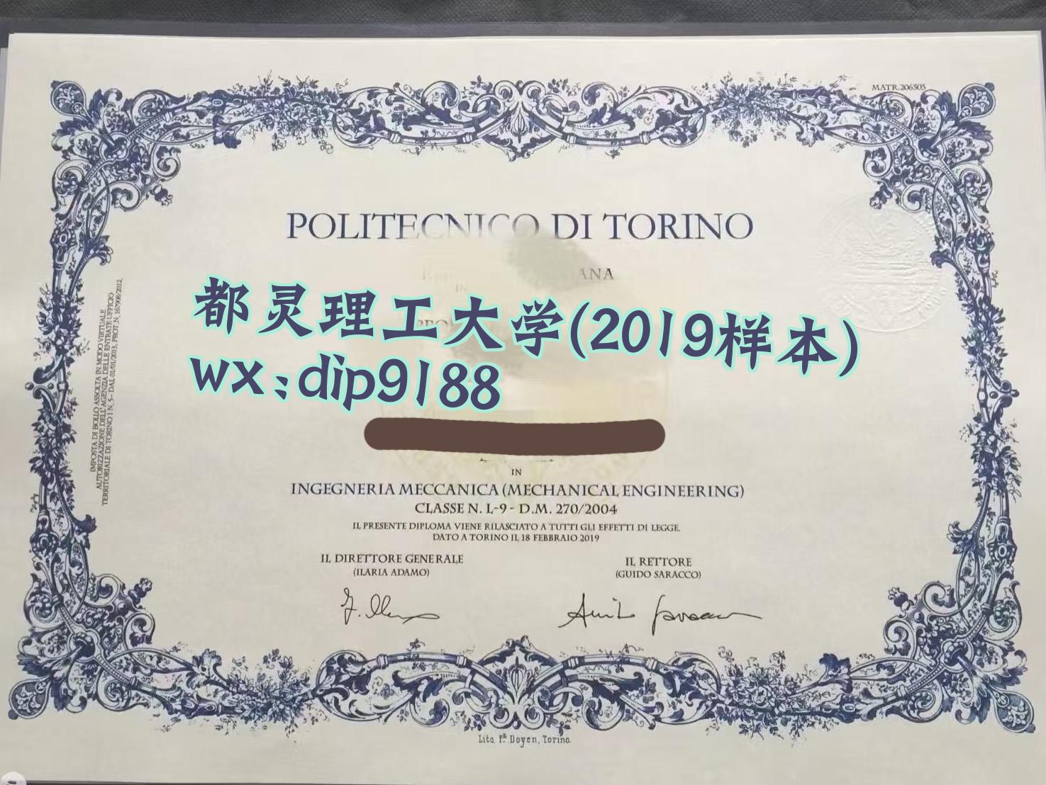 都灵理工大学学历2019毕业证样本图