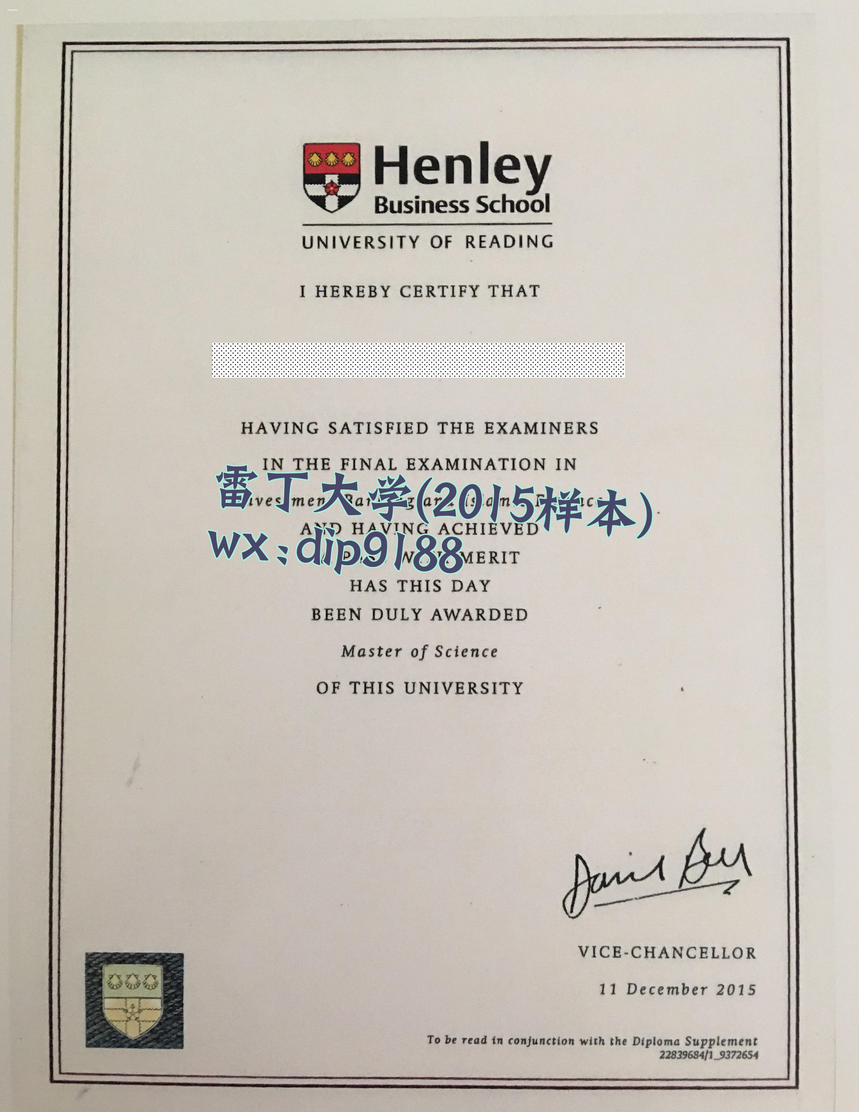 雷丁大学学历2015毕业证样本图