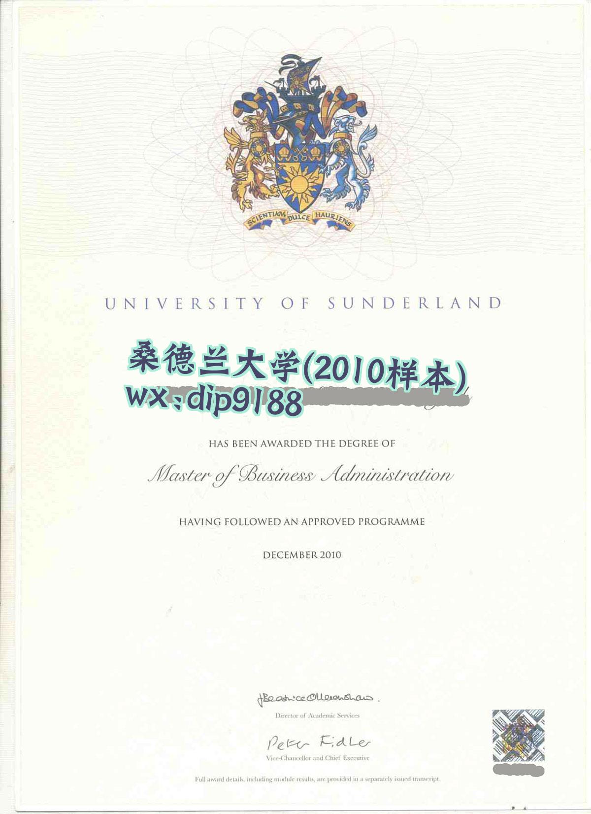 桑德兰大学学历2010毕业证样本图