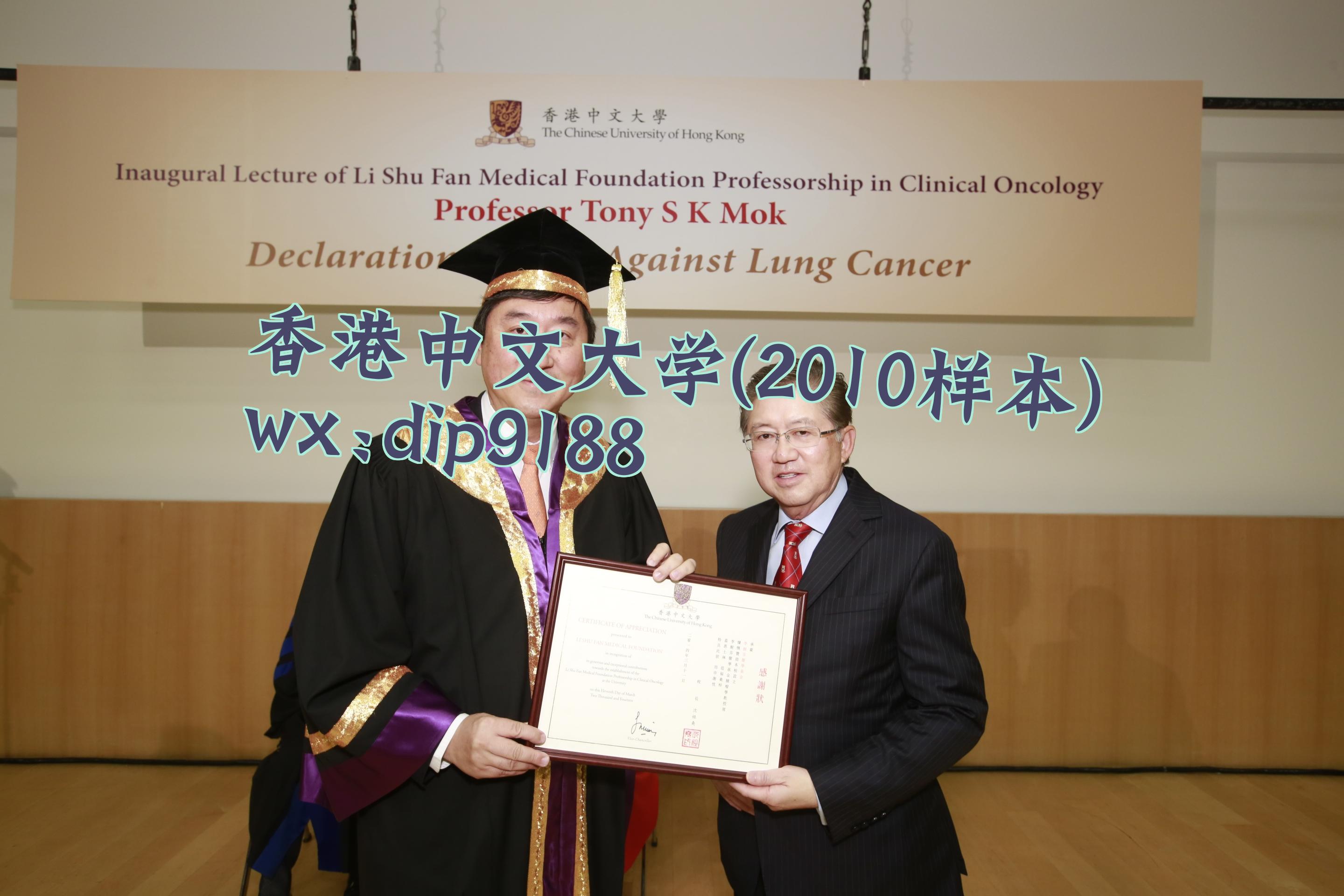 香港中文大学学历2010毕业证样本图