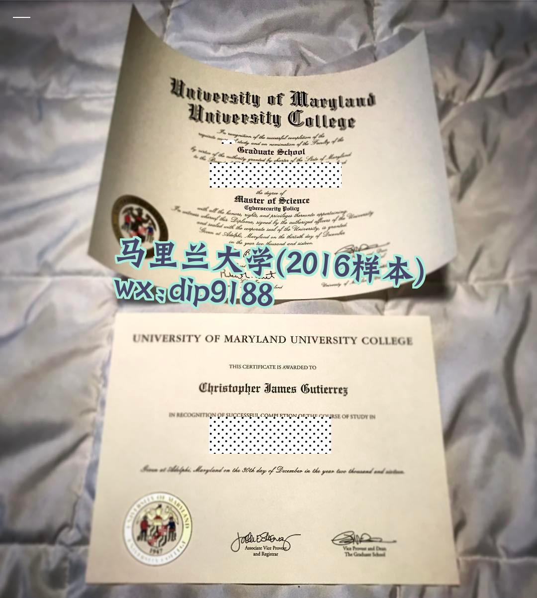 马里兰大学学历2016毕业证样本图片