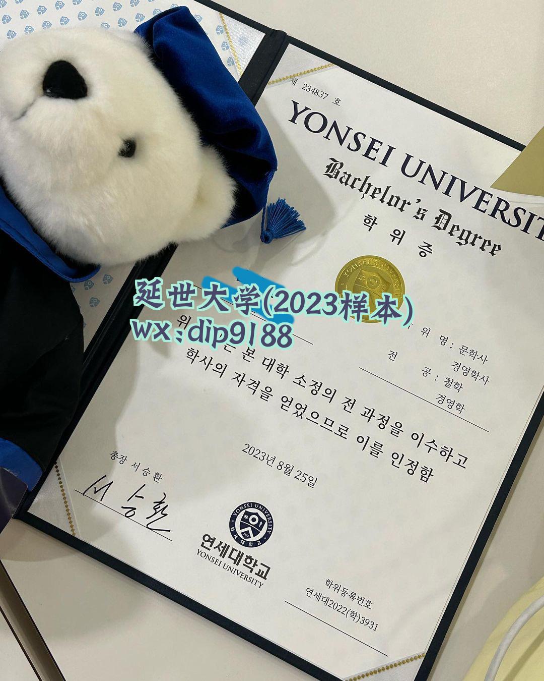 延世大学学历2023毕业证样本图