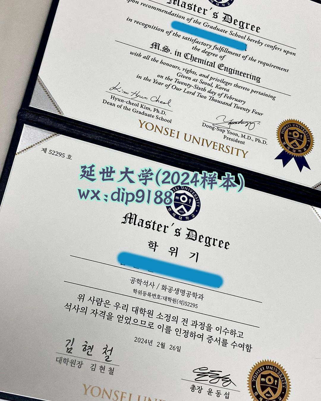 延世大学学历2024毕业证样本图
