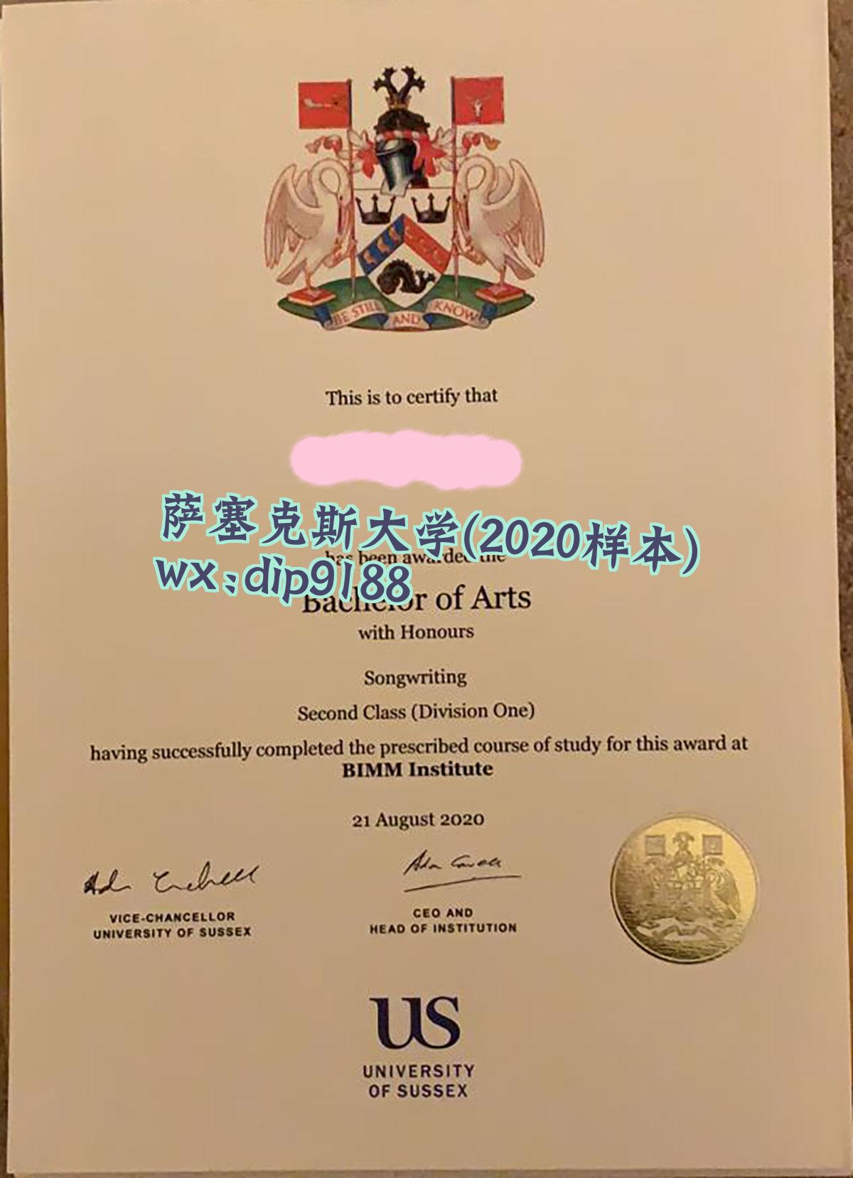萨塞克斯大学学历2020毕业证样本图