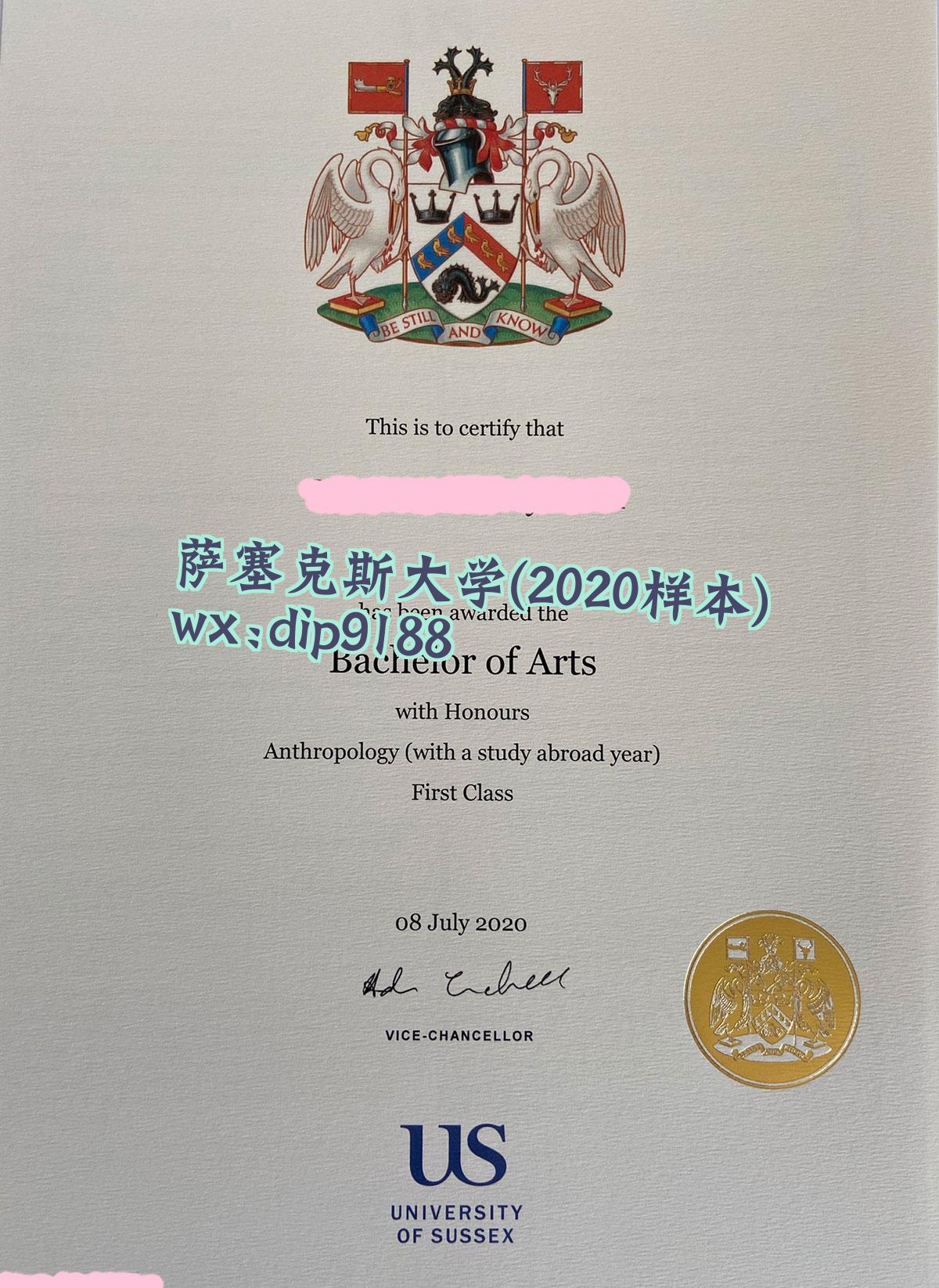 萨塞克斯大学学历2020毕业证样本图
