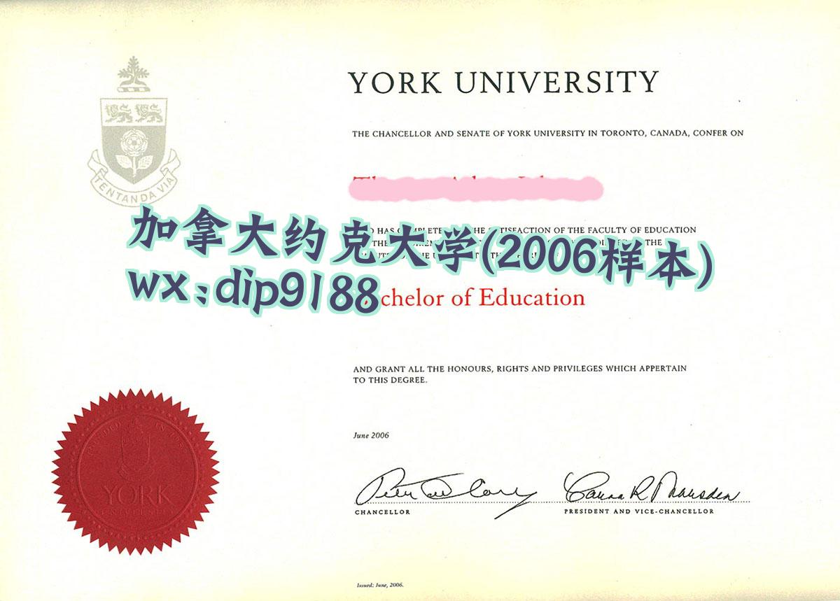 加拿大约克大学学历2006毕业证样本图