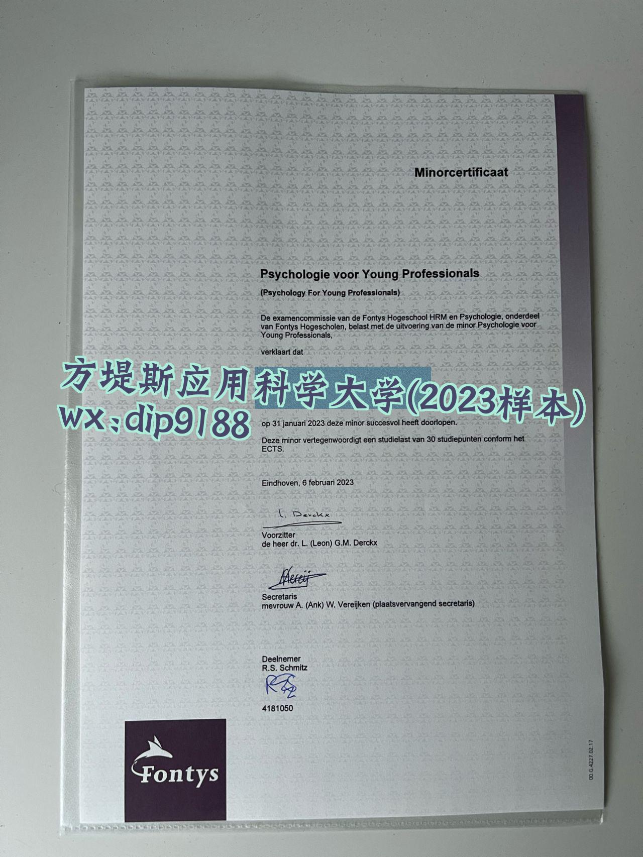 方堤斯应用科学大学学历2023毕业证样本图