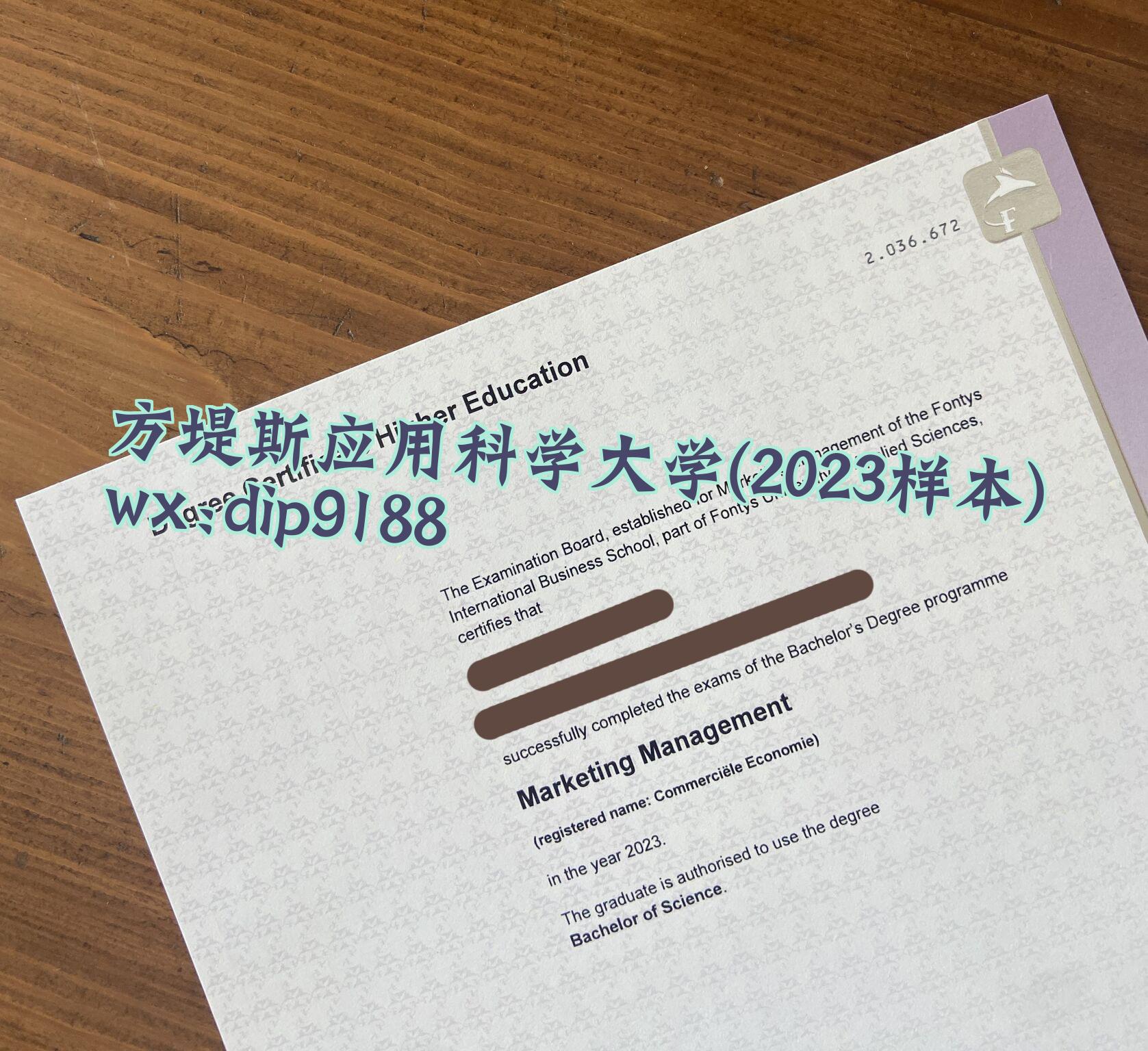 方堤斯应用科学大学学历2023毕业证样本图