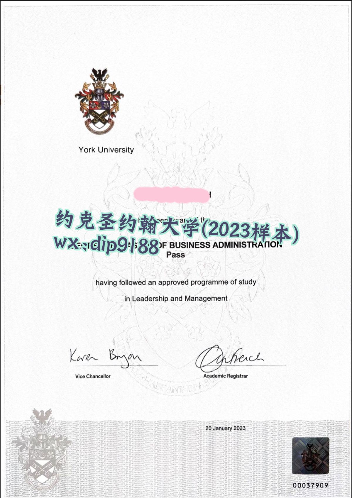 约克圣约翰大学学历2023毕业证样本图