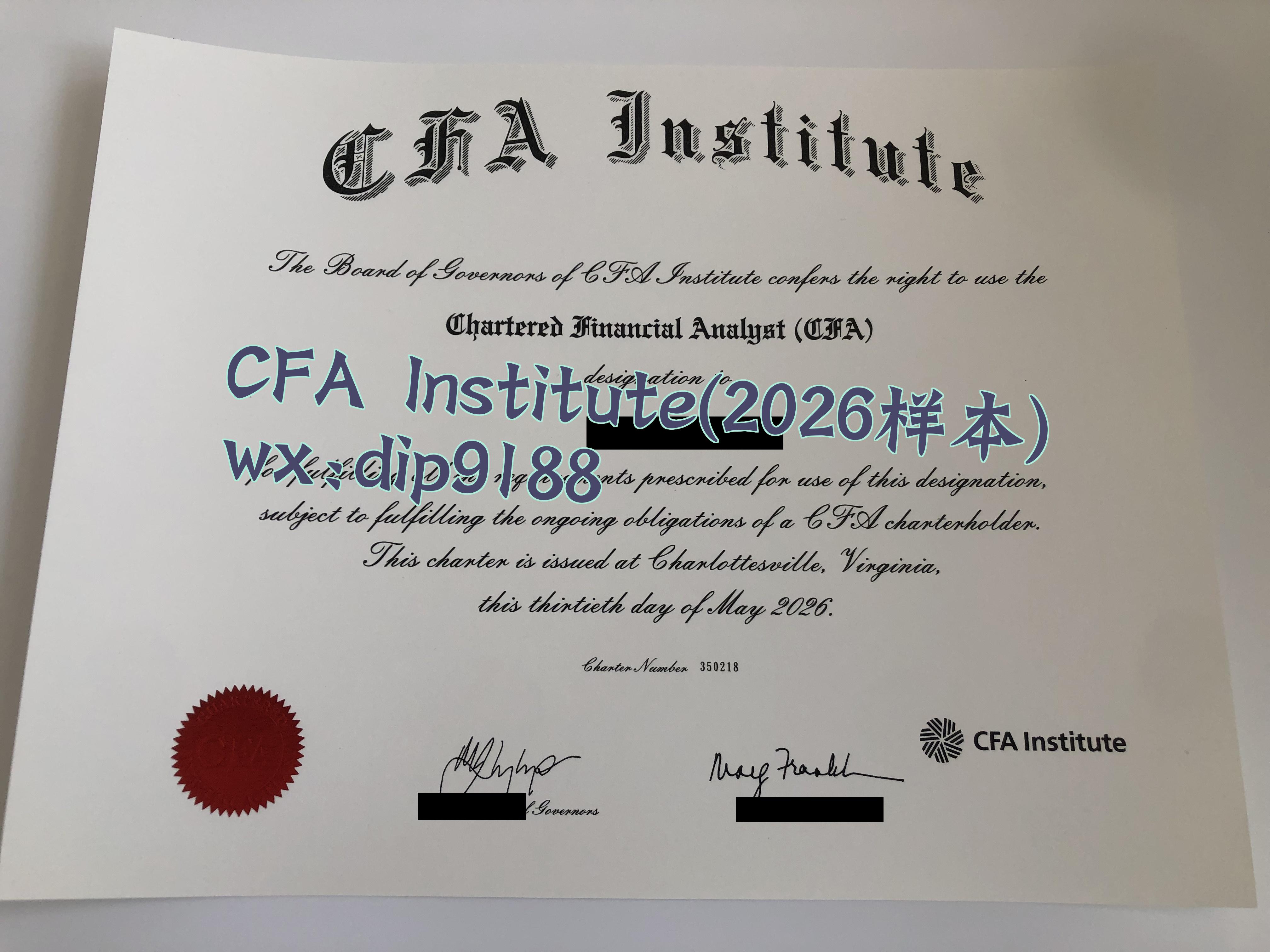 CFA Institute学历2026毕业证样本图