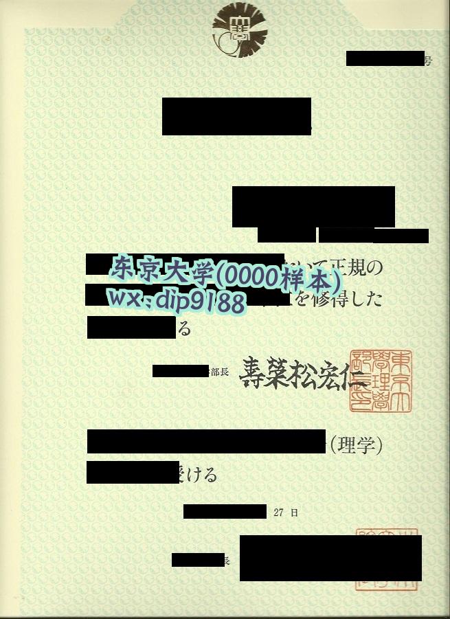 东京大学学历0000毕业证样本图