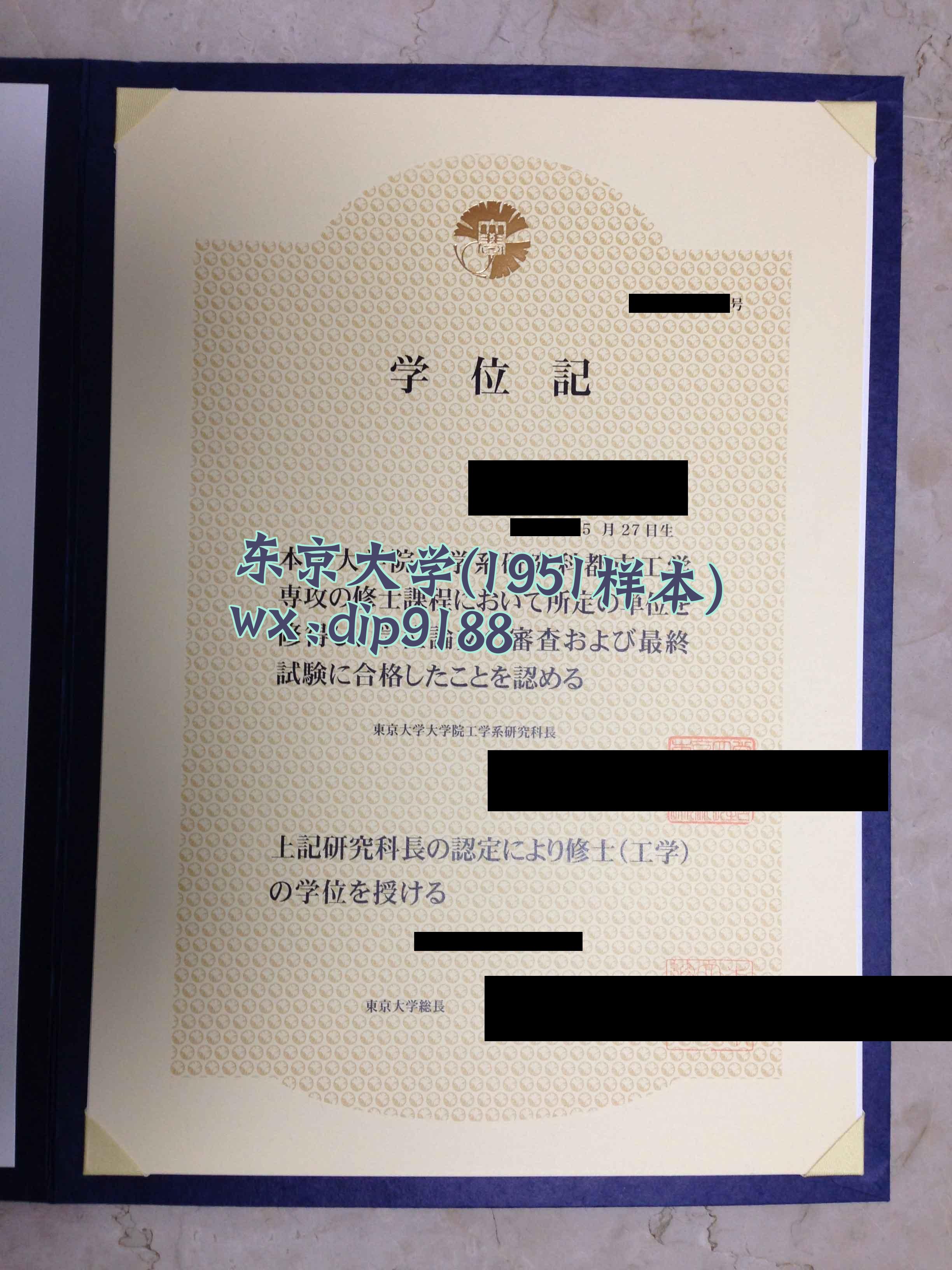 东京大学学历1951毕业证样本图