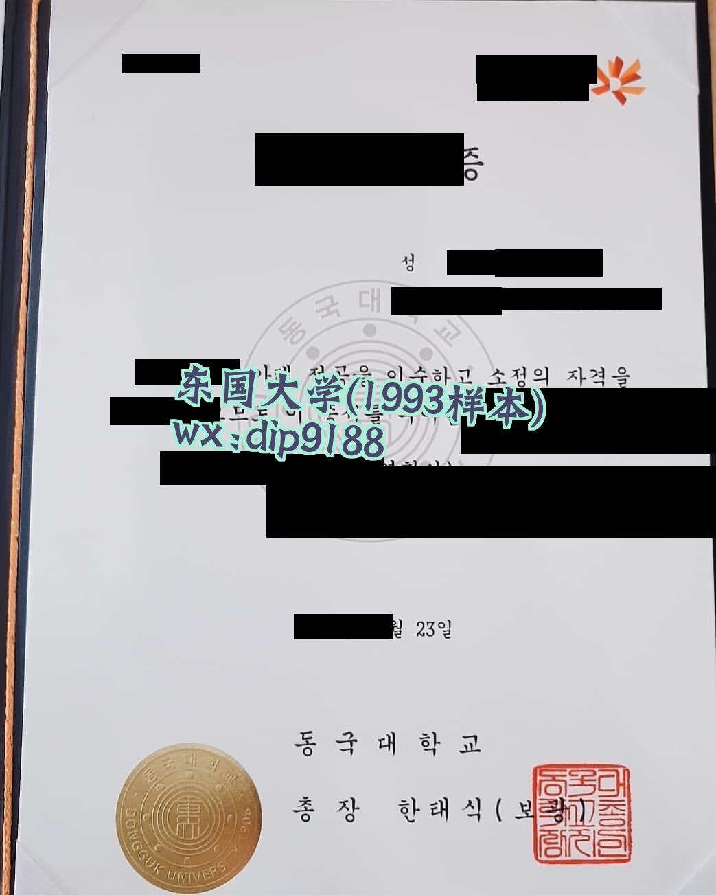 东国大学学历1993毕业证样本图