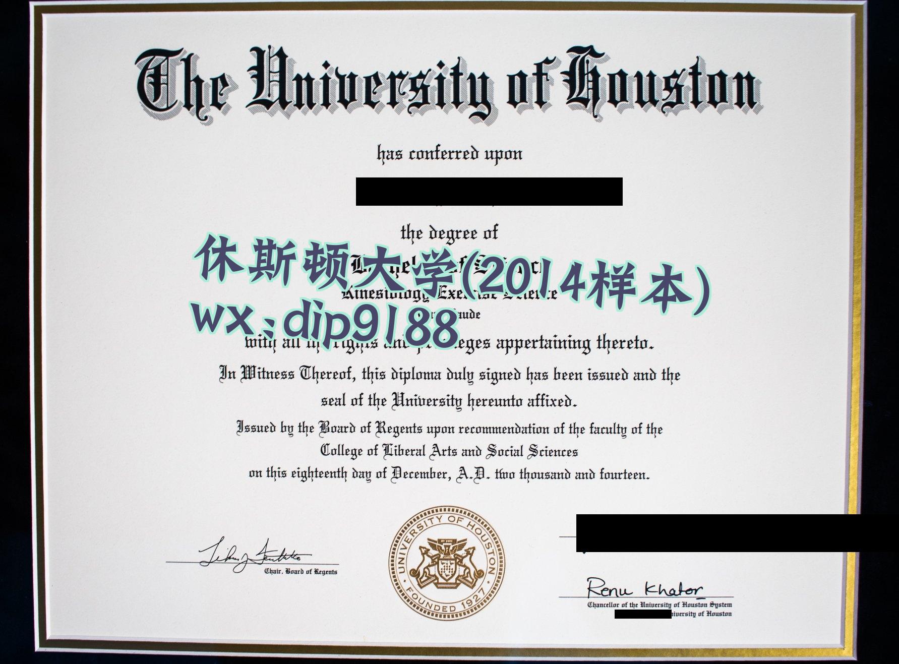 休斯顿大学学历2014毕业证样本图