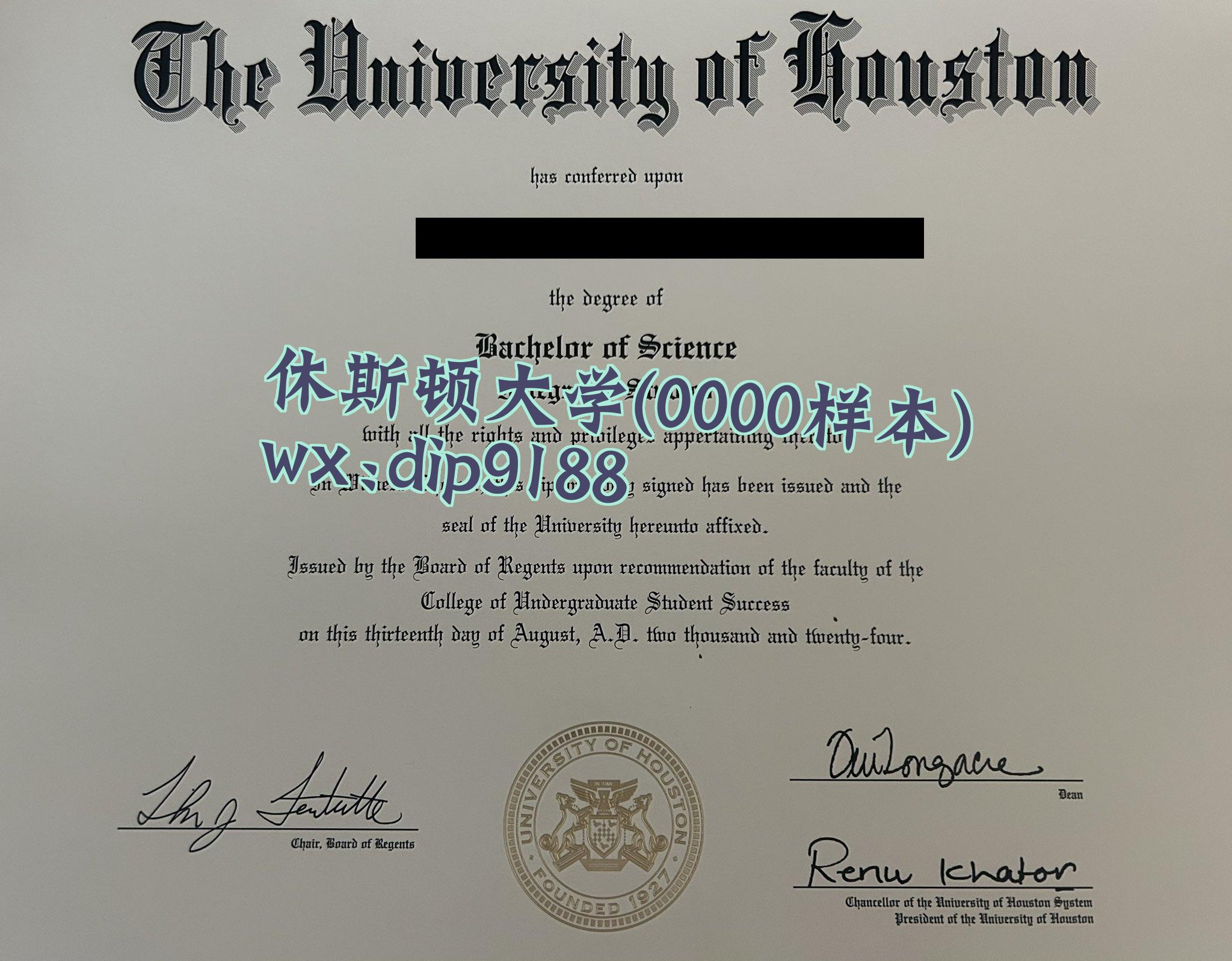休斯顿大学学历0000毕业证样本图