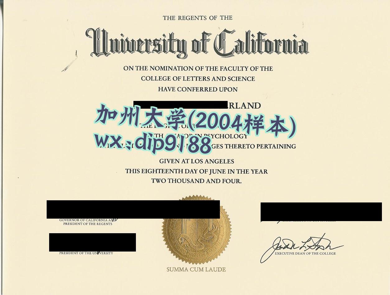 加州大学学历2004毕业证样本图