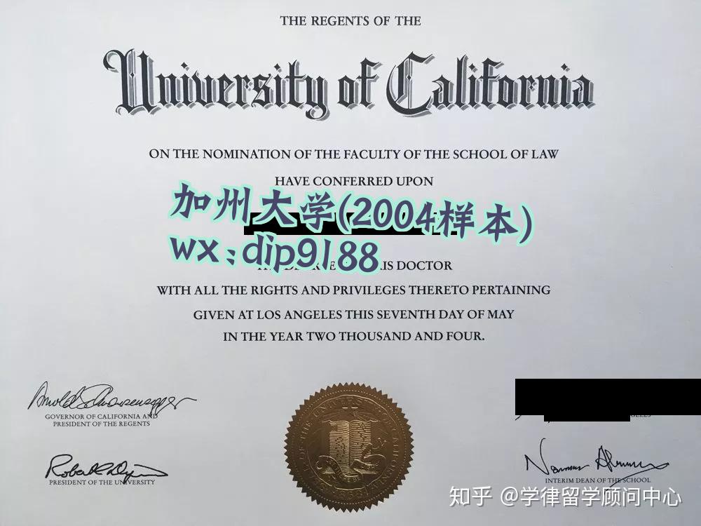 加州大学学历2004毕业证样本图