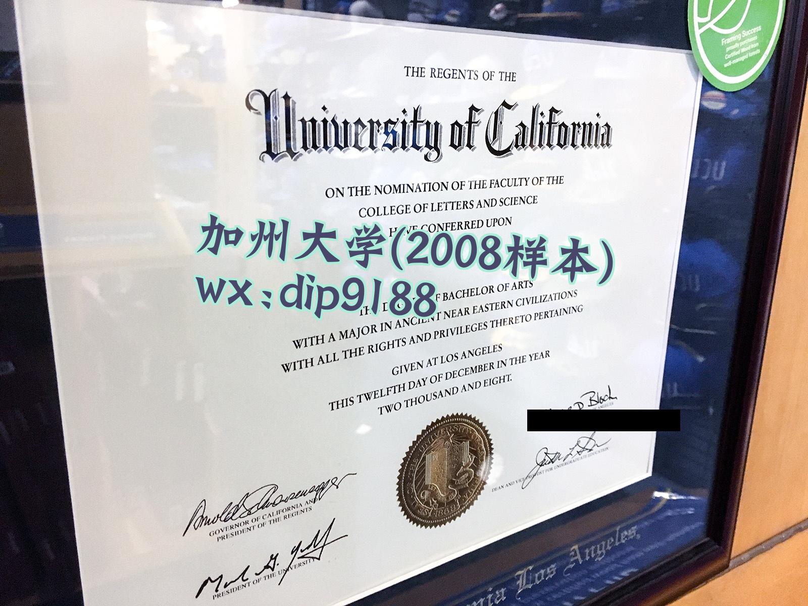 加州大学学历2008毕业证样本图