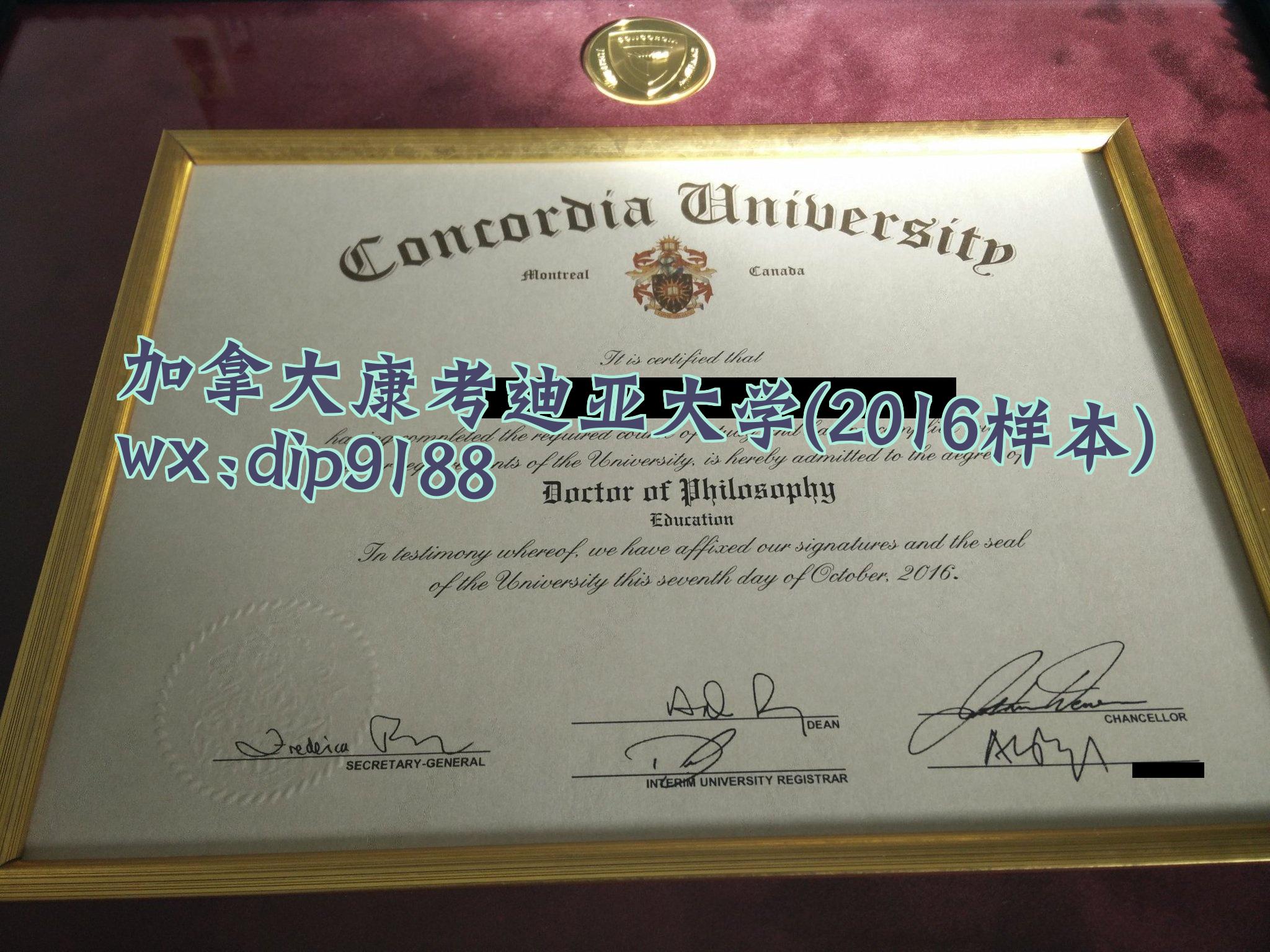 加拿大康考迪亚大学学历2016毕业证样本图