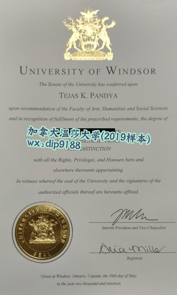 加拿大温莎大学学历2019毕业证样本图