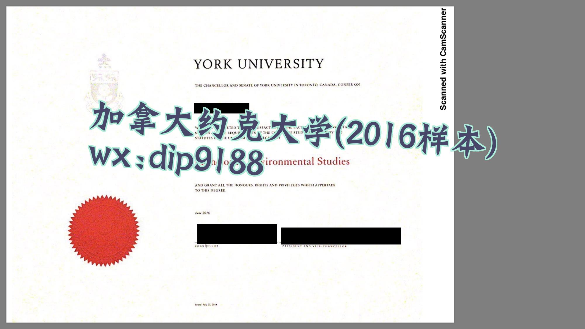 加拿大约克大学学历2016毕业证样本图