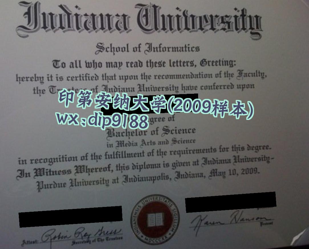 印第安纳大学学历2009毕业证样本图