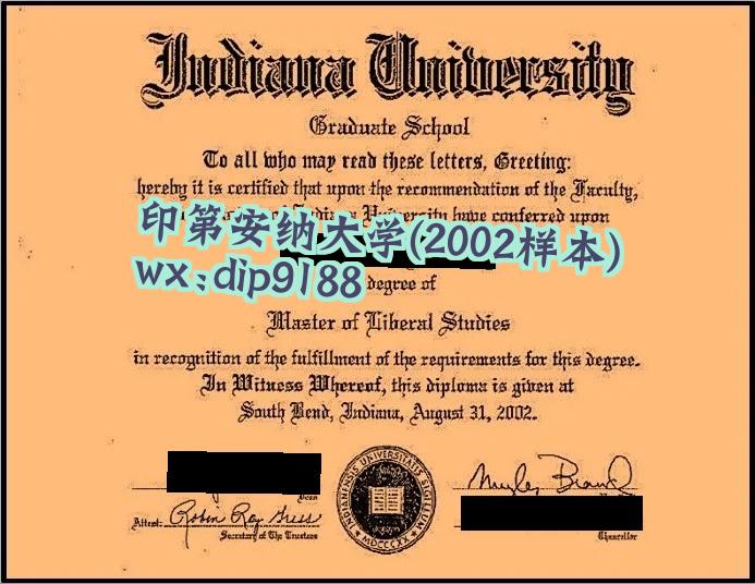印第安纳大学学历2002毕业证样本图