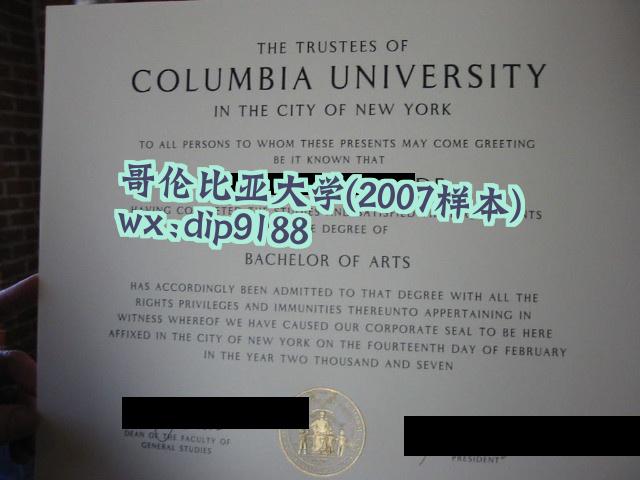 哥伦比亚大学学历2007毕业证样本图