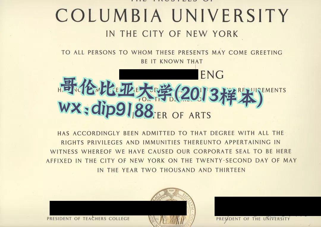 哥伦比亚大学学历2013毕业证样本图