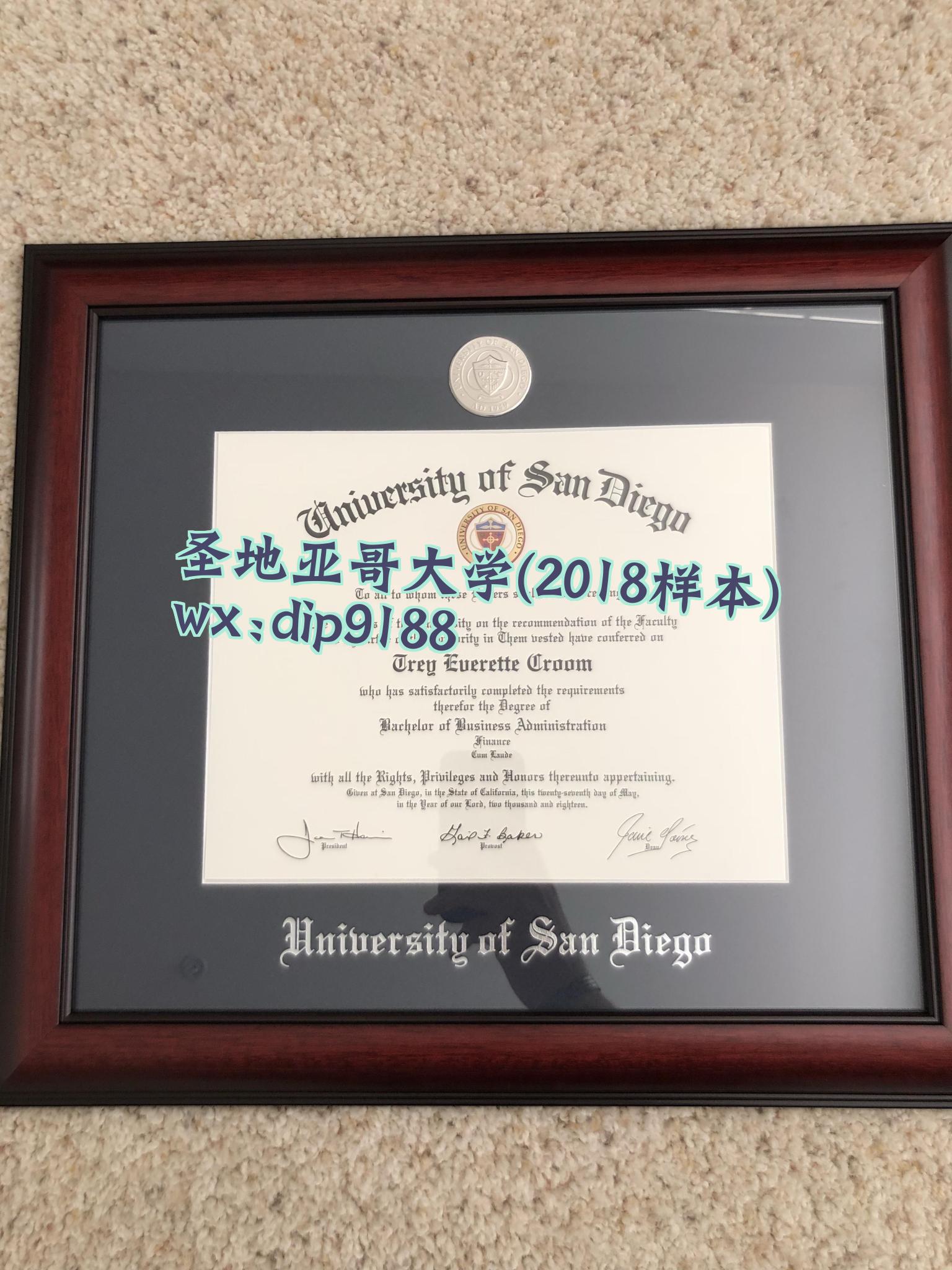 圣地亚哥大学学历2018毕业证样本图