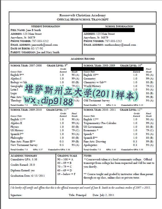 堪萨斯州立大学学历2011毕业证样本图