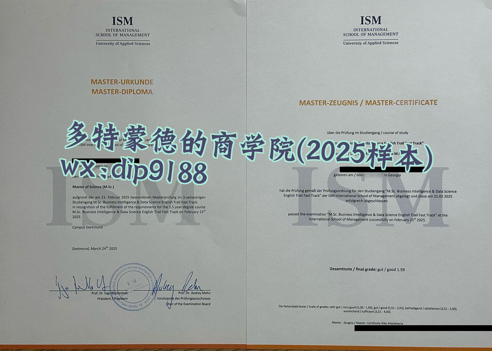 多特蒙德的商学院学历2025毕业证样本图