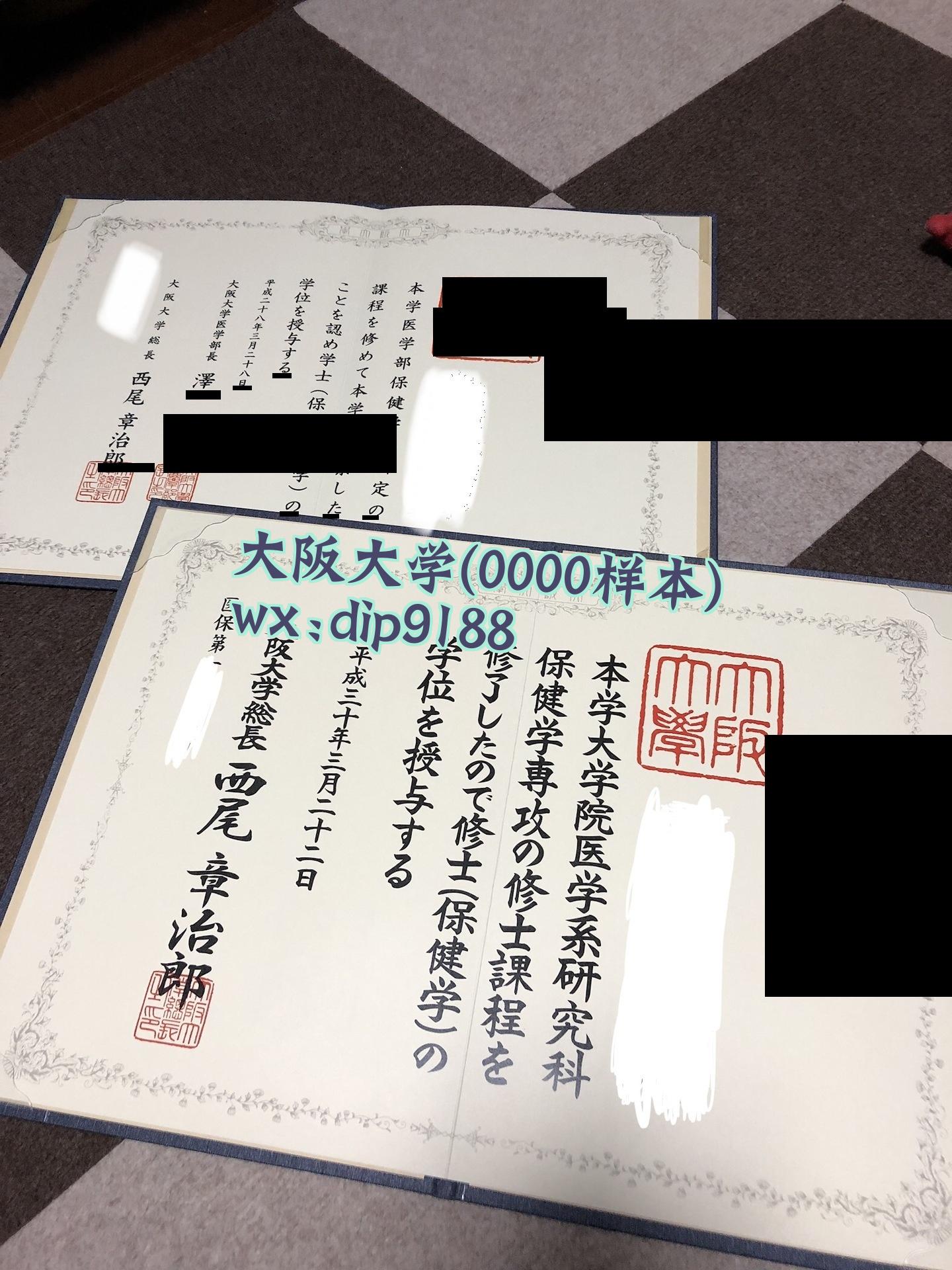 大阪大学学历0000毕业证样本图