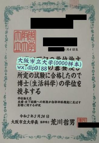 大阪市立大学学历0000毕业证样本图