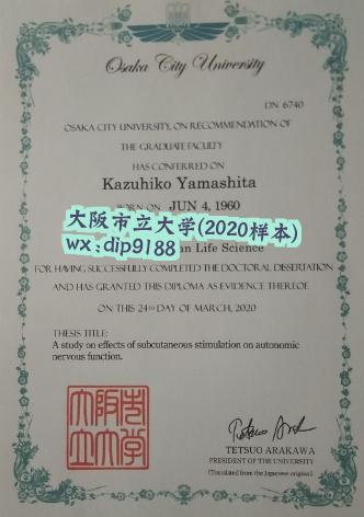 大阪市立大学学历2020毕业证样本图