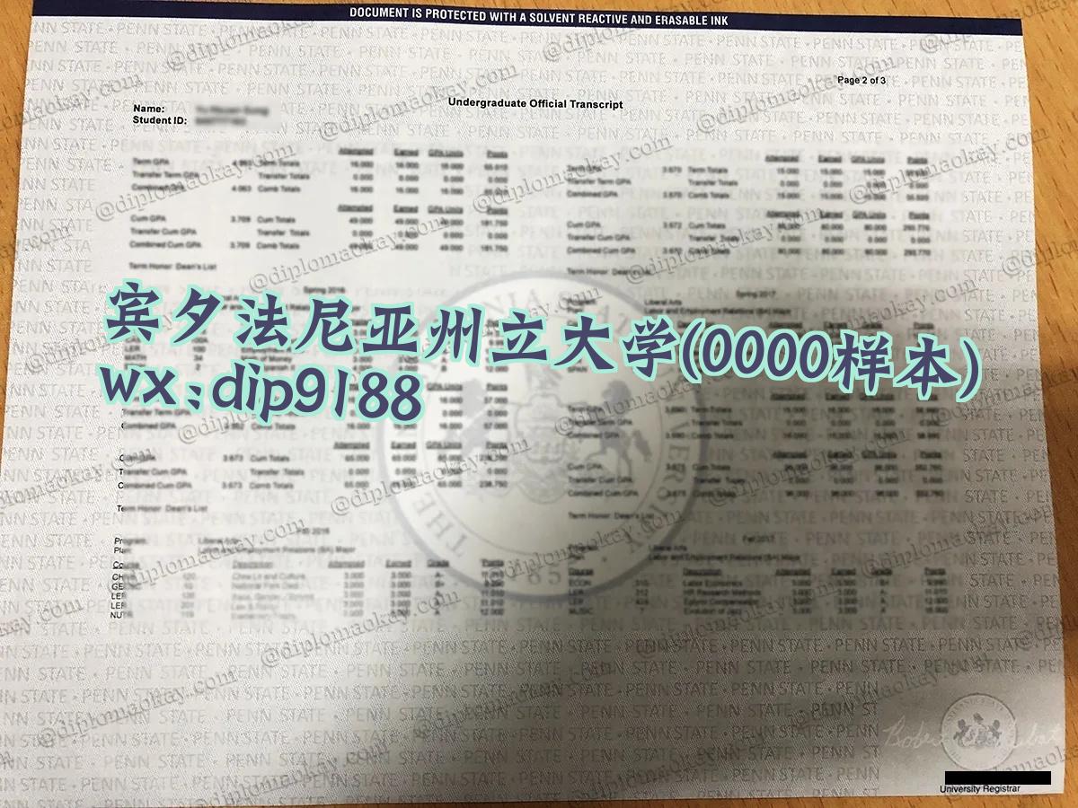 宾夕法尼亚州立大学学历0000毕业证样本图