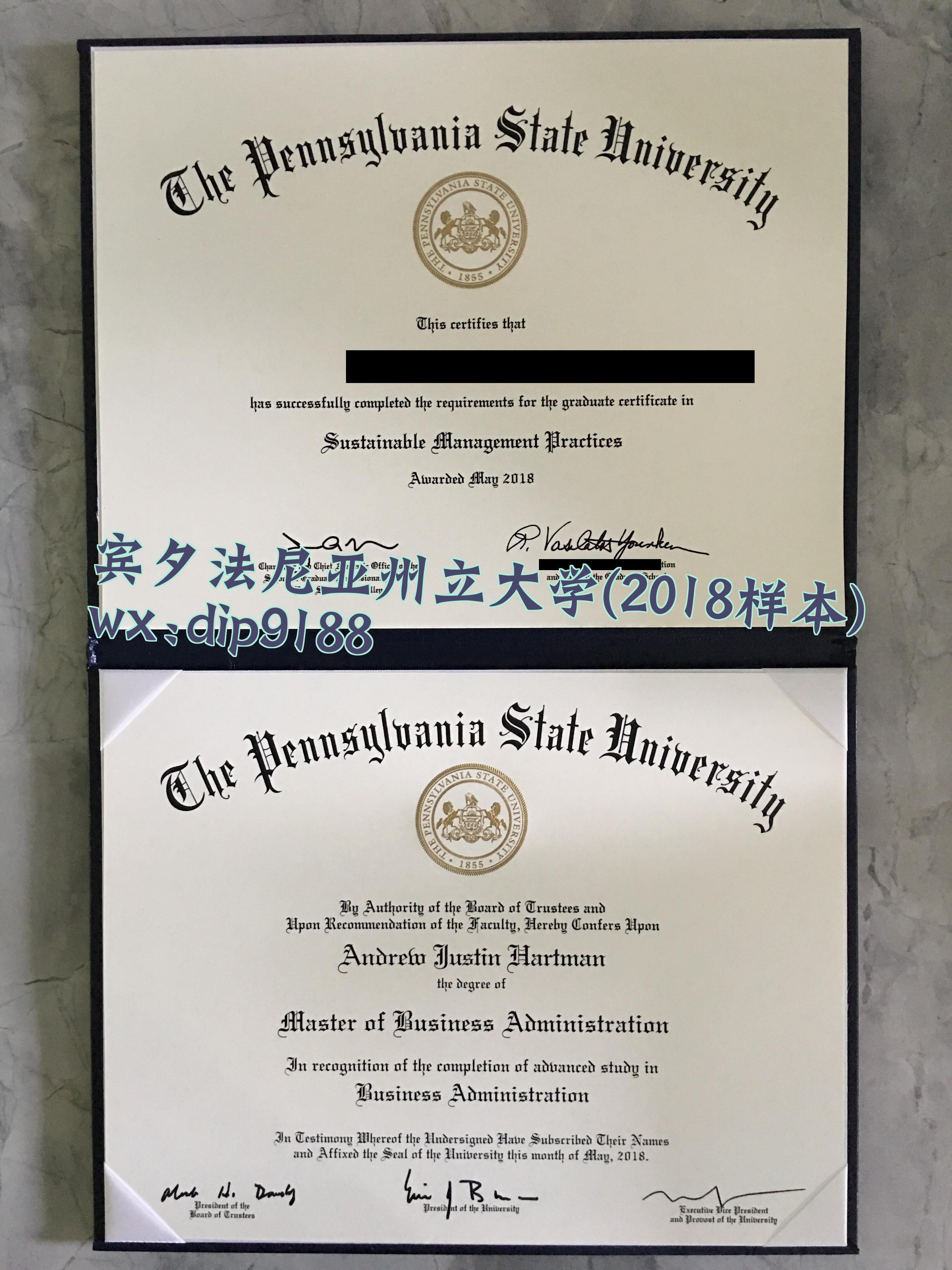 宾夕法尼亚州立大学学历2018毕业证样本图