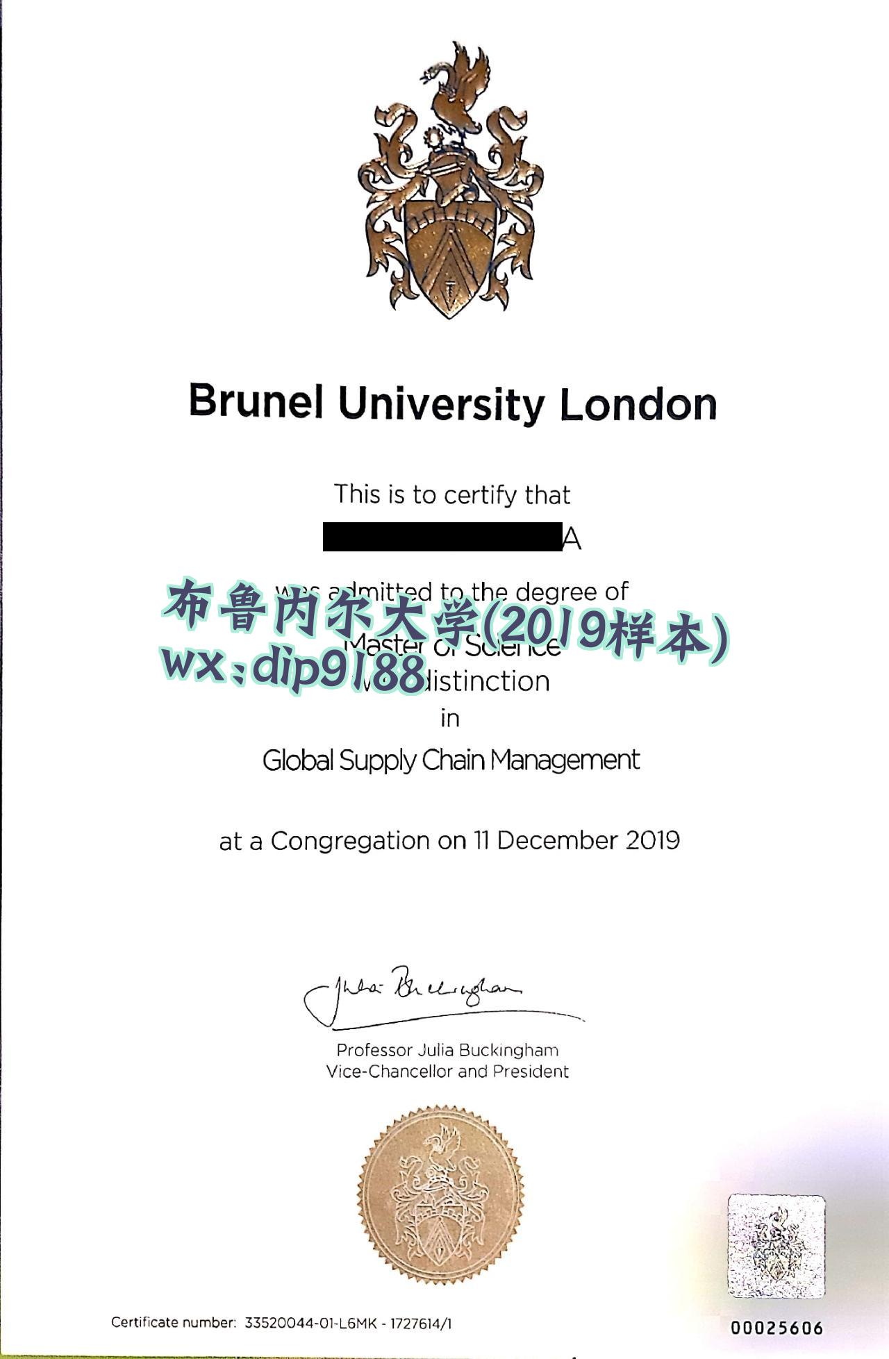 布鲁内尔大学学历2019毕业证样本图