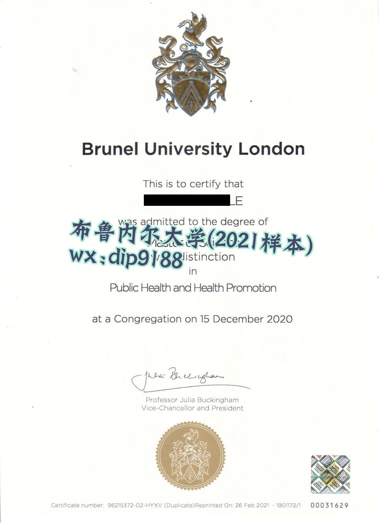 布鲁内尔大学学历2021毕业证样本图