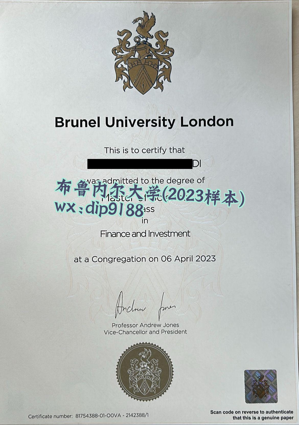 布鲁内尔大学学历2023毕业证样本图
