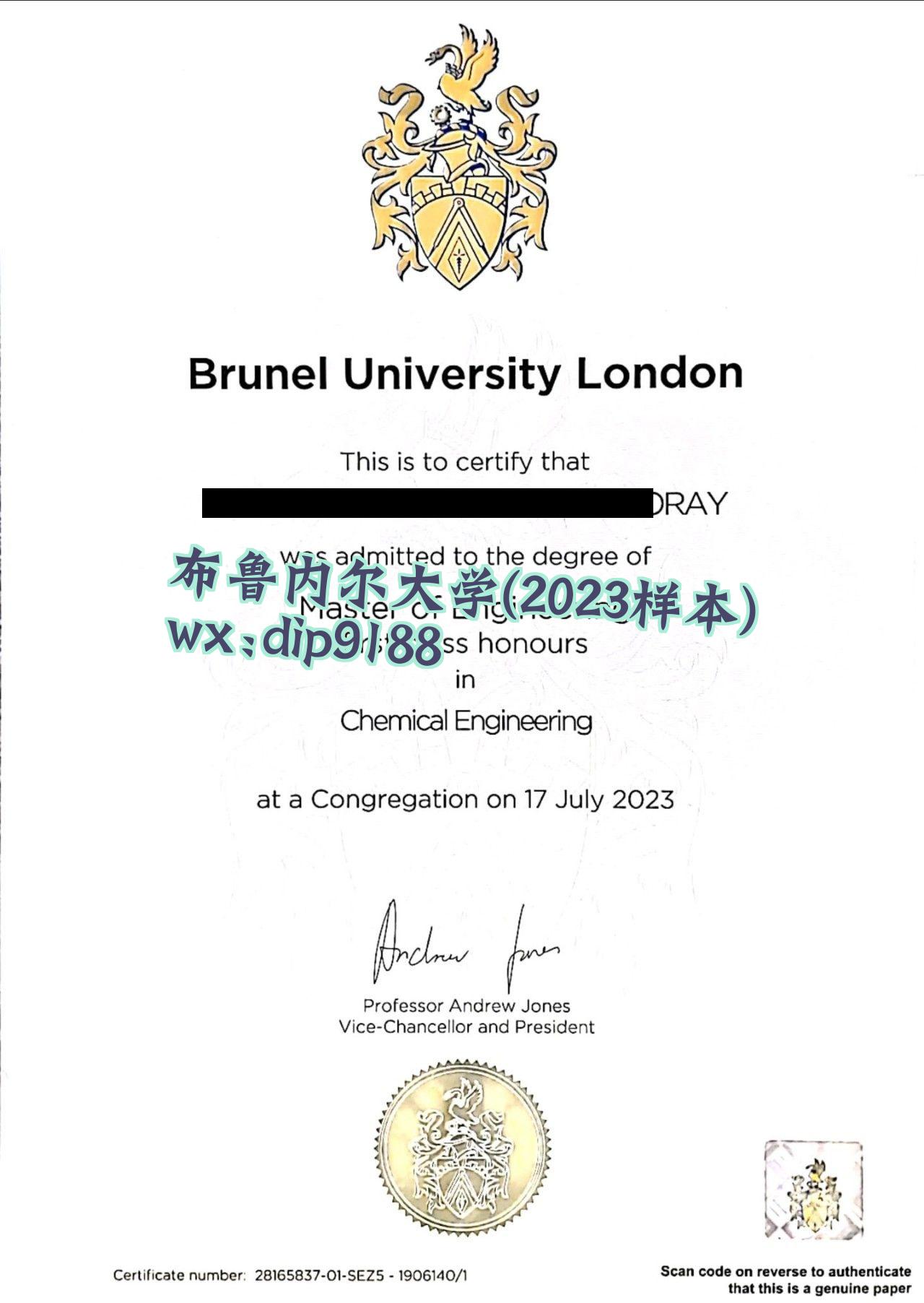 布鲁内尔大学学历2023毕业证样本图