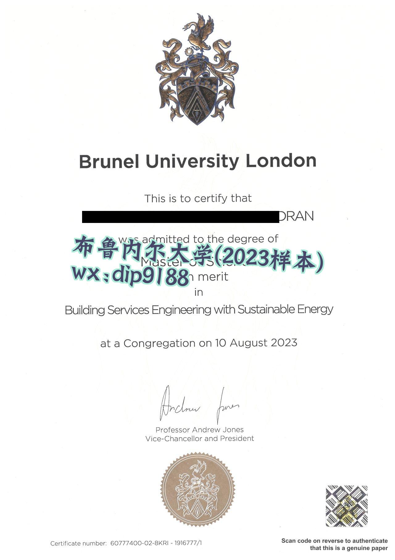 布鲁内尔大学学历2023毕业证样本图