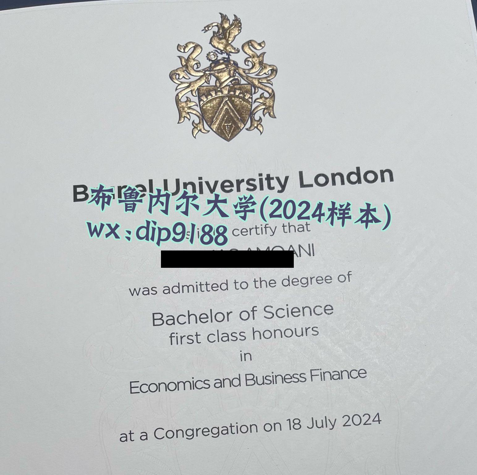 布鲁内尔大学学历2024毕业证样本图