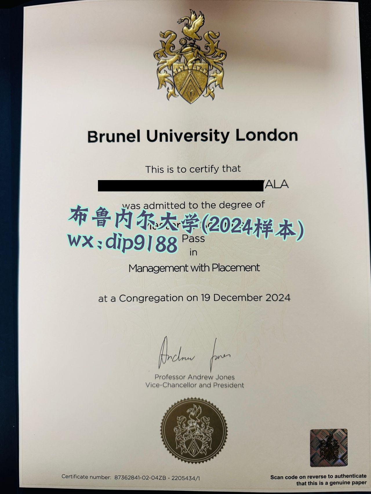 布鲁内尔大学学历2024毕业证样本图
