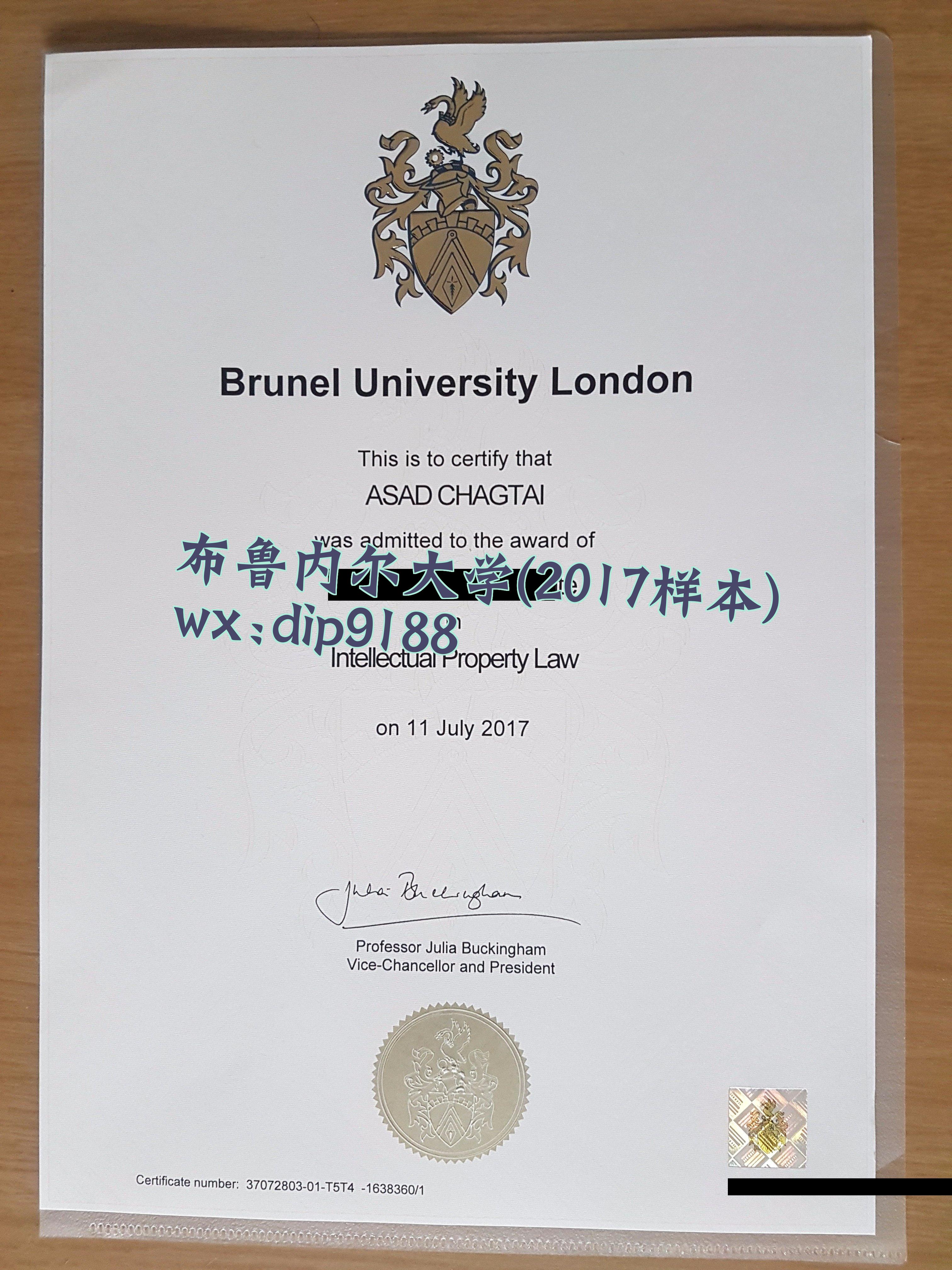 布鲁内尔大学学历2017毕业证样本图