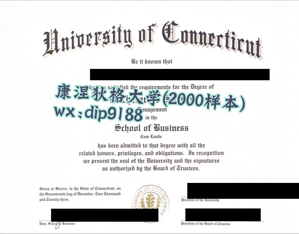 康涅狄格大学学历2000毕业证样本图