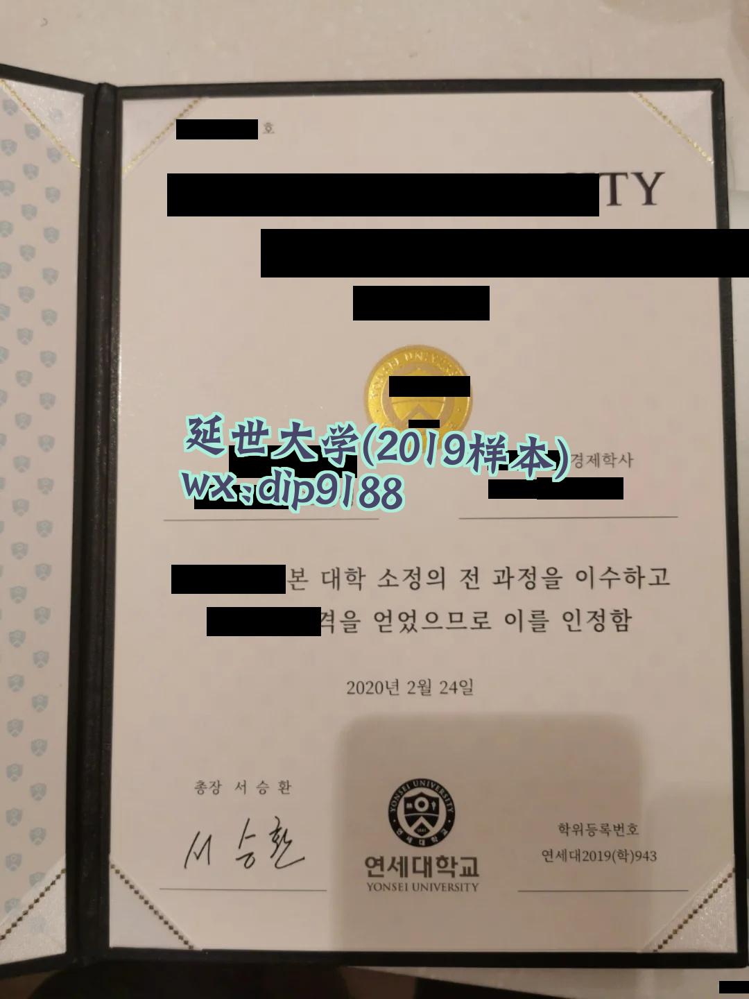 延世大学学历2019毕业证样本图
