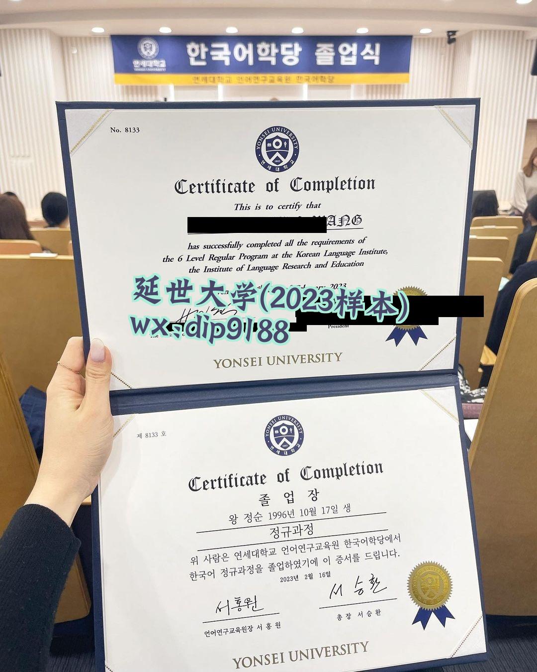 延世大学学历2023毕业证样本图